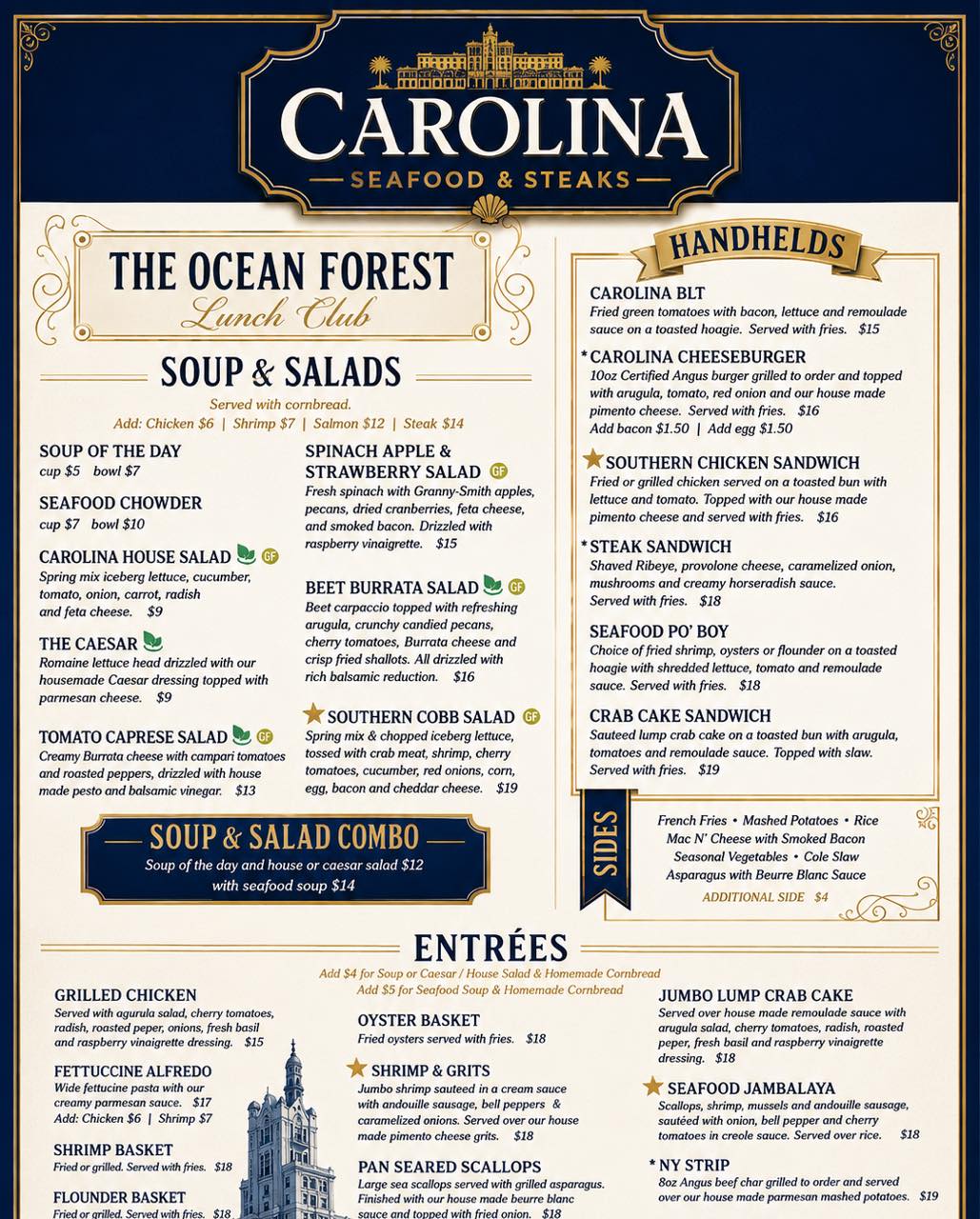 Carolina Early Dining 
20 Entrées  Under $20
Every Day 12–6 PM