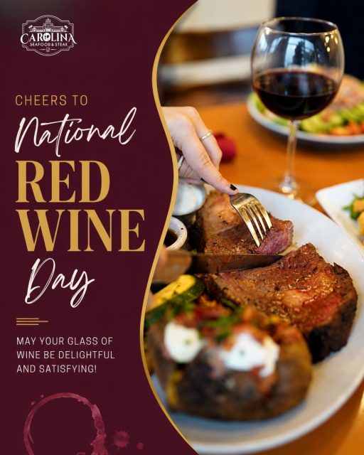 🍷 Cheers to National Red Wine Day! ❤️

Today, August 28, raise a glass at Carolina Seafood & Steak and enjoy the perfect pairing — a bold red wine with a juicy steak in the heart of Myrtle Beach 🥩✨

Good food, great wine, and a little celebration at the table. Cheers!

📍 9911 N Kings Hwy, Myrtle Beach, SC 29572
📞 (843)945-9288
🌐 carolinasteakhouse.com

#NationalRedWineDay #CarolinaSeafoodAndSteak #MyrtleBeachSteakhouse #WineAndSteak #MyrtleBeachDining