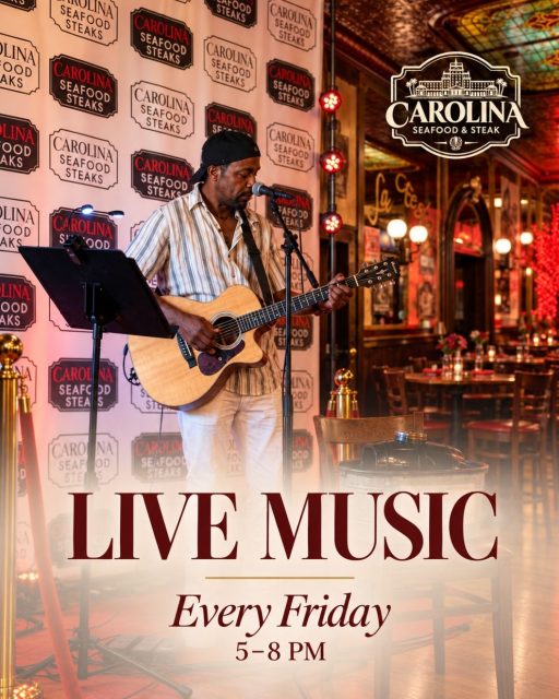 🎶 Friday nights sound better at Carolina Seafood & Steak!

Join us every Friday from 5–8 PM for live music by AJ Case — great music, great food, and the perfect start to your weekend✨

🍽️ Lunch & Early Bird: Daily, 12–6 PM
🍸 Happy Hour — Bar Only: Daily, 4–7 PM

Come for dinner. Stay for the music. 🥂🎸

📍 9911 N Kings Hwy, Myrtle Beach, SC 29572
📞 (843)945-9288
🌐 carolinasteakhouse.com

#CarolinaSeafoodAndSteak #LiveMusicMyrtleBeach #MyrtleBeachLiveMusic #AJCase #FridayNight #MyrtleBeachRestaurants #MyrtleBeachDining #MyrtleBeachEats #RestaurantRow #DinnerAndMusic