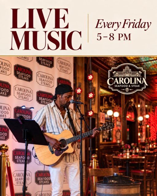 🎶 Friday nights sound better at Carolina Seafood & Steak!

Join us every Friday from 5–8 PM for live music by AJ Case — great music, great food, and the perfect start to your weekend✨

🍽️ Lunch & Early Bird: Daily, 12–6 PM
🍸 Happy Hour — Bar Only: Daily, 4–7 PM

Come for dinner. Stay for the music. 🥂🎸

📍 9911 N Kings Hwy, Myrtle Beach, SC 29572
📞 (843)945-9288
🌐 carolinasteakhouse.com

#CarolinaSeafoodAndSteak #LiveMusicMyrtleBeach #MyrtleBeachLiveMusic #FridayNight #MyrtleBeachDining