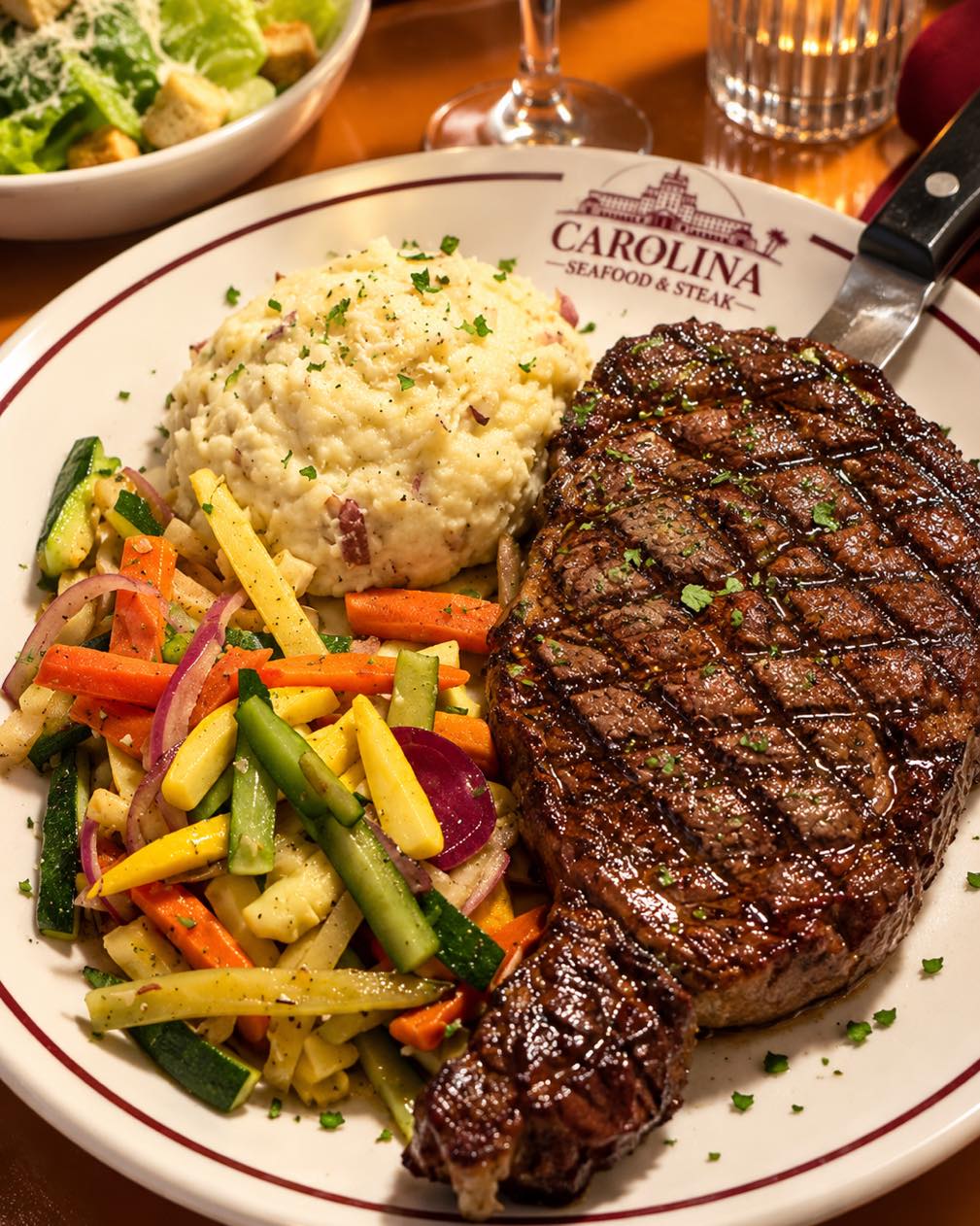 Some steaks are good. Our Ribeye is a whole different temptation! ❤️

Perfectly grilled, beautifully marbled, and bursting with rich, buttery flavor. Served with delicious sides and a little Southern hospitality.

🍷 Life’s too short for an ordinary steak!
