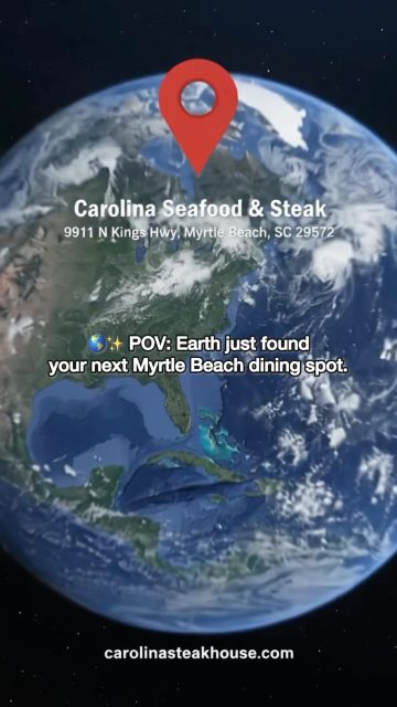 🌎✨ POV: Earth just found your next Myrtle Beach dining spot.

Welcome to Carolina Seafood & Steak — where hand-cut steaks, fresh seafood, cocktails, and historic Myrtle Beach charm all meet on Restaurant Row. 🥩🦞🍸

🍽️ Lunch & Early Bird: Daily, 12–6 PM
🍸 Happy Hour — Bar Only: Daily, 4–7 PM

Zoom in. Save the location. Come hungry. ❤️

#CarolinaSeafoodAndSteak #MyrtleBeachRestaurants #MyrtleBeachDining #RestaurantRow #VisitMyrtleBeach